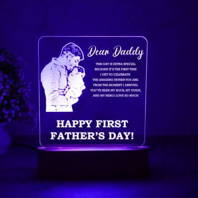 Happy Fathers Day Acrylic Lamp Customized Photo Frame | Gift For Dad